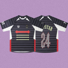 Trapstar Horizontal Stripe Football Jersey - Black/White/Red